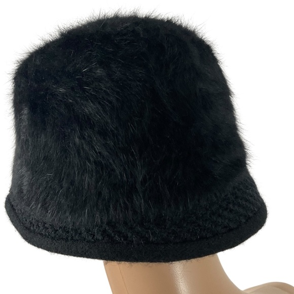 Silverstone Black Angora Blend Bucket Hat Flower Accent One Size Fits most - Picture 4 of 10